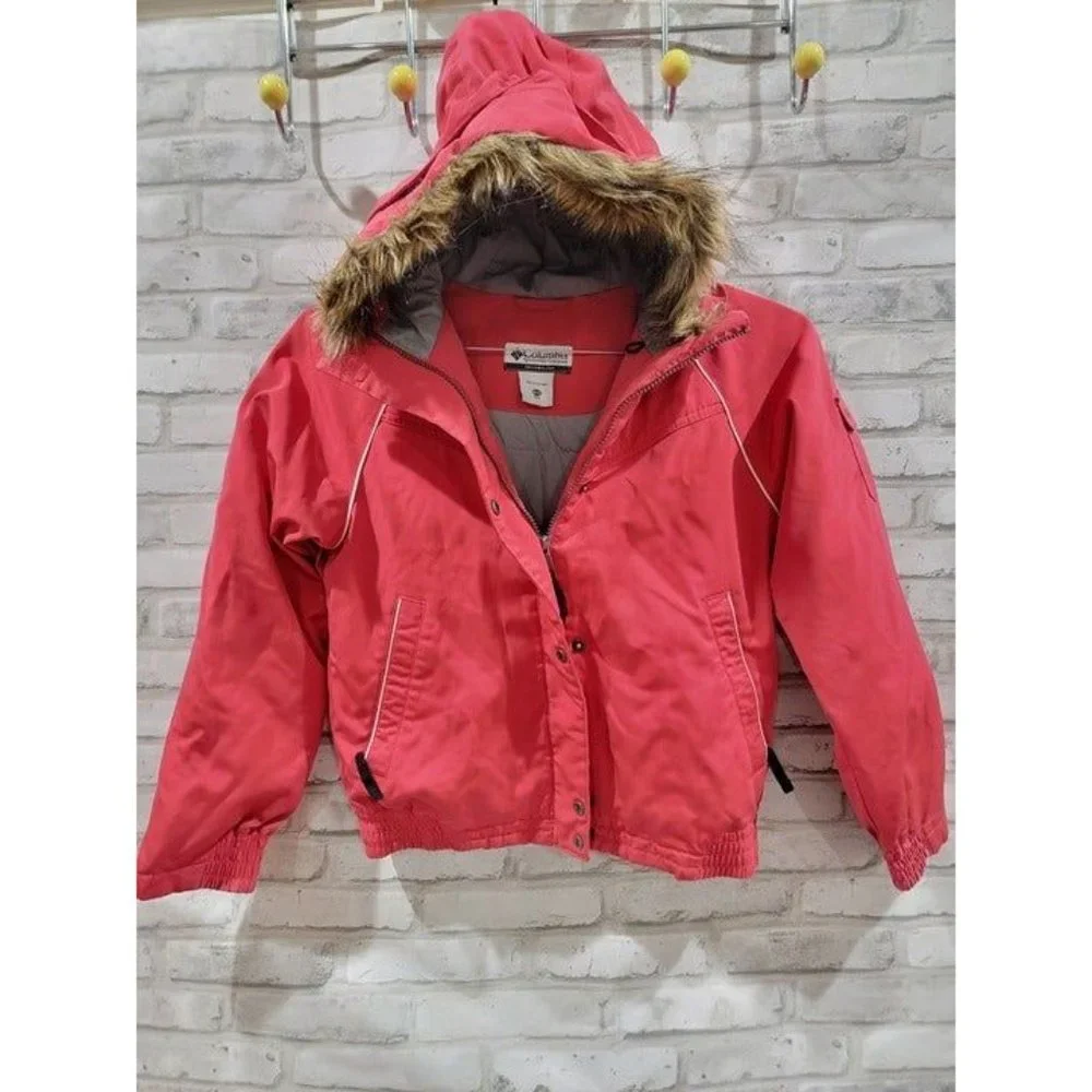 Columbia Size 10/12 Girls Pink Waterproof Insulated Hooded Puffer‎ Jacket